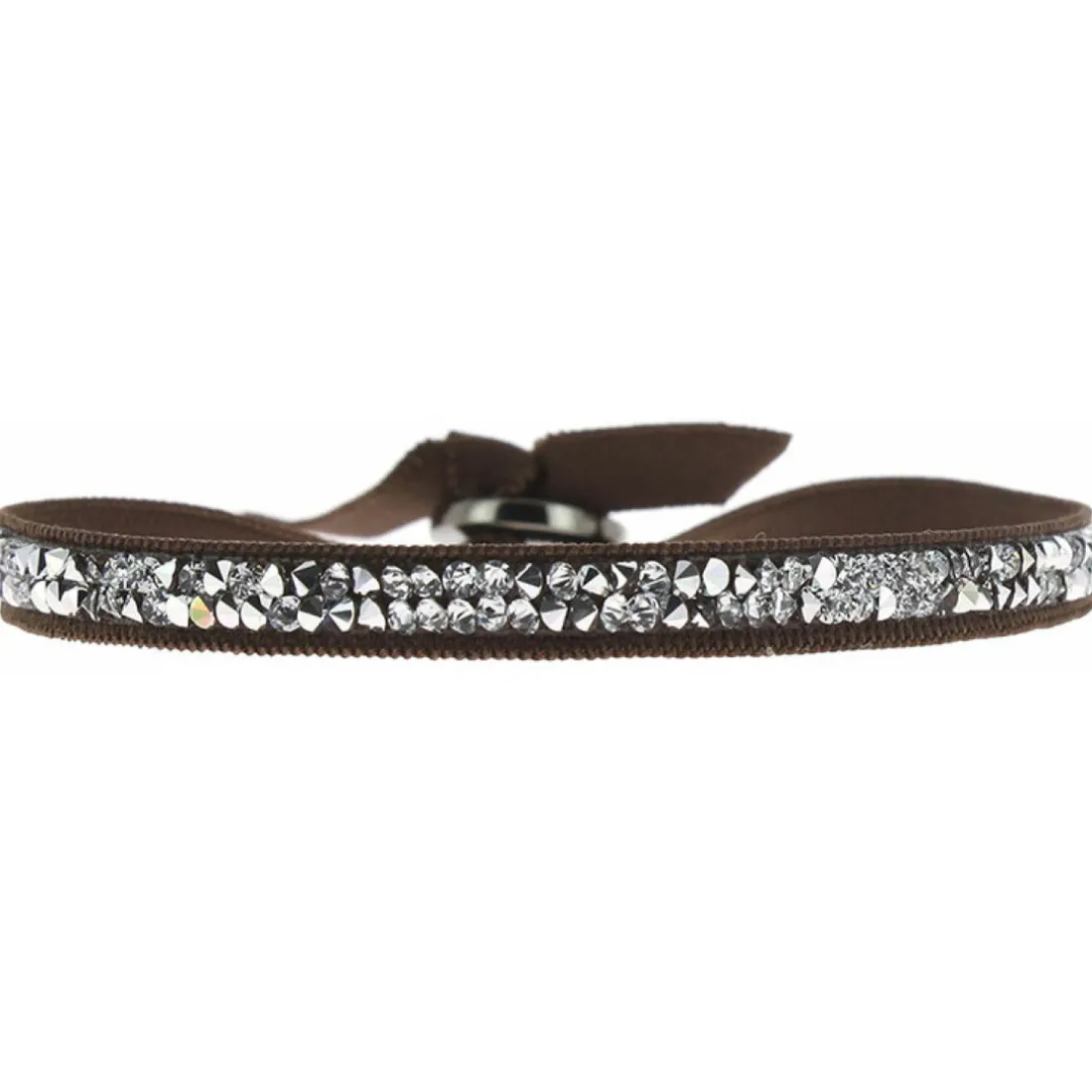 Bracelet Les Interchangeables A24928 - Bracelet Tissu Marron Cristaux de haute qualité Femme