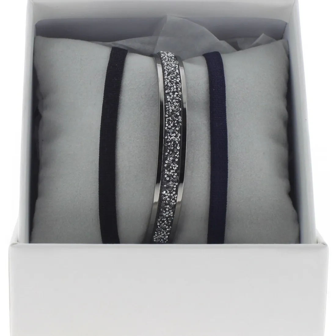 Bracelet Les Interchangeables A47071 - Bracelet Coffret Jonc Ruban Ruthenium Femme
