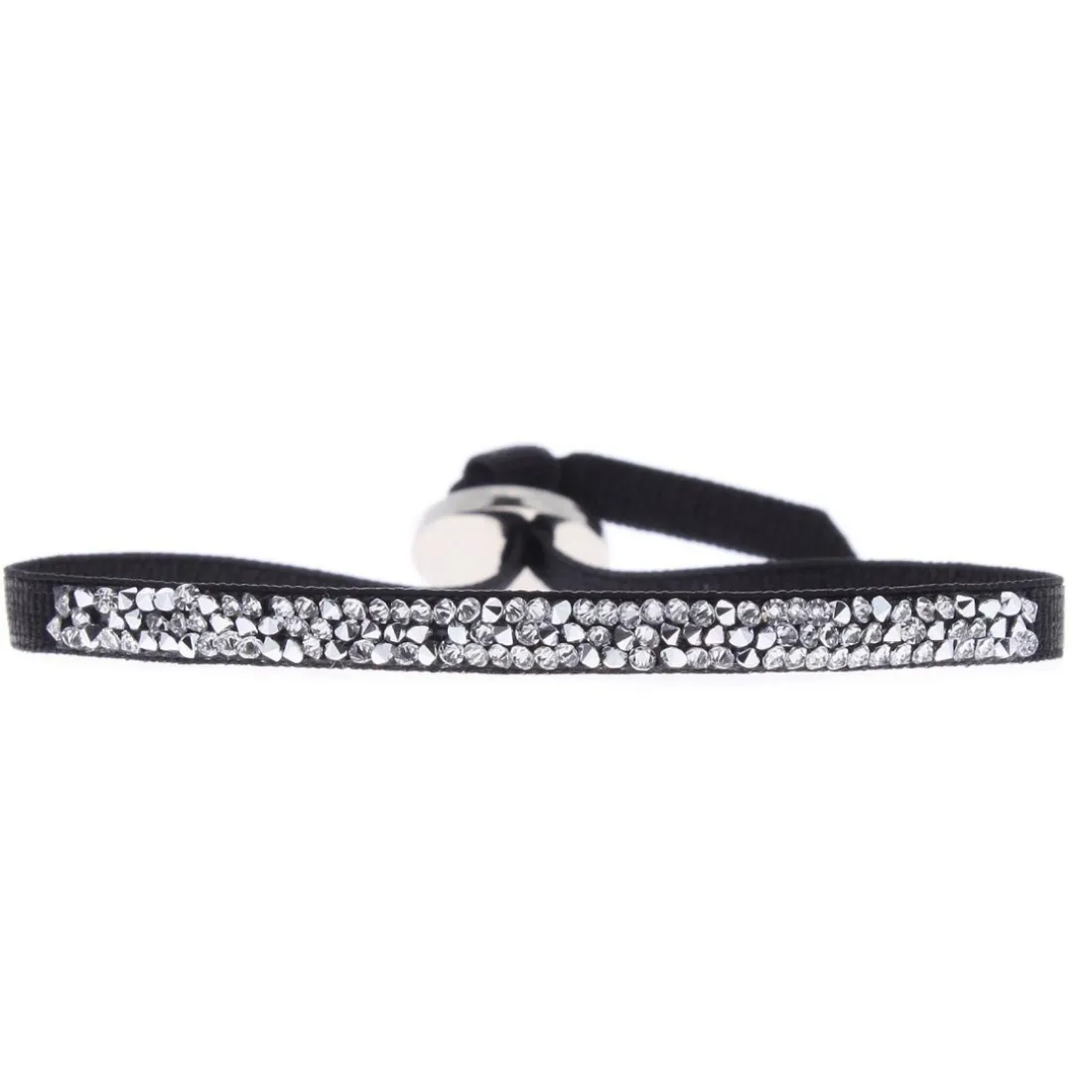 Bracelet Les Interchangeables A37032 - Bracelet Tissu Noir Cristaux de haute qualité Femme