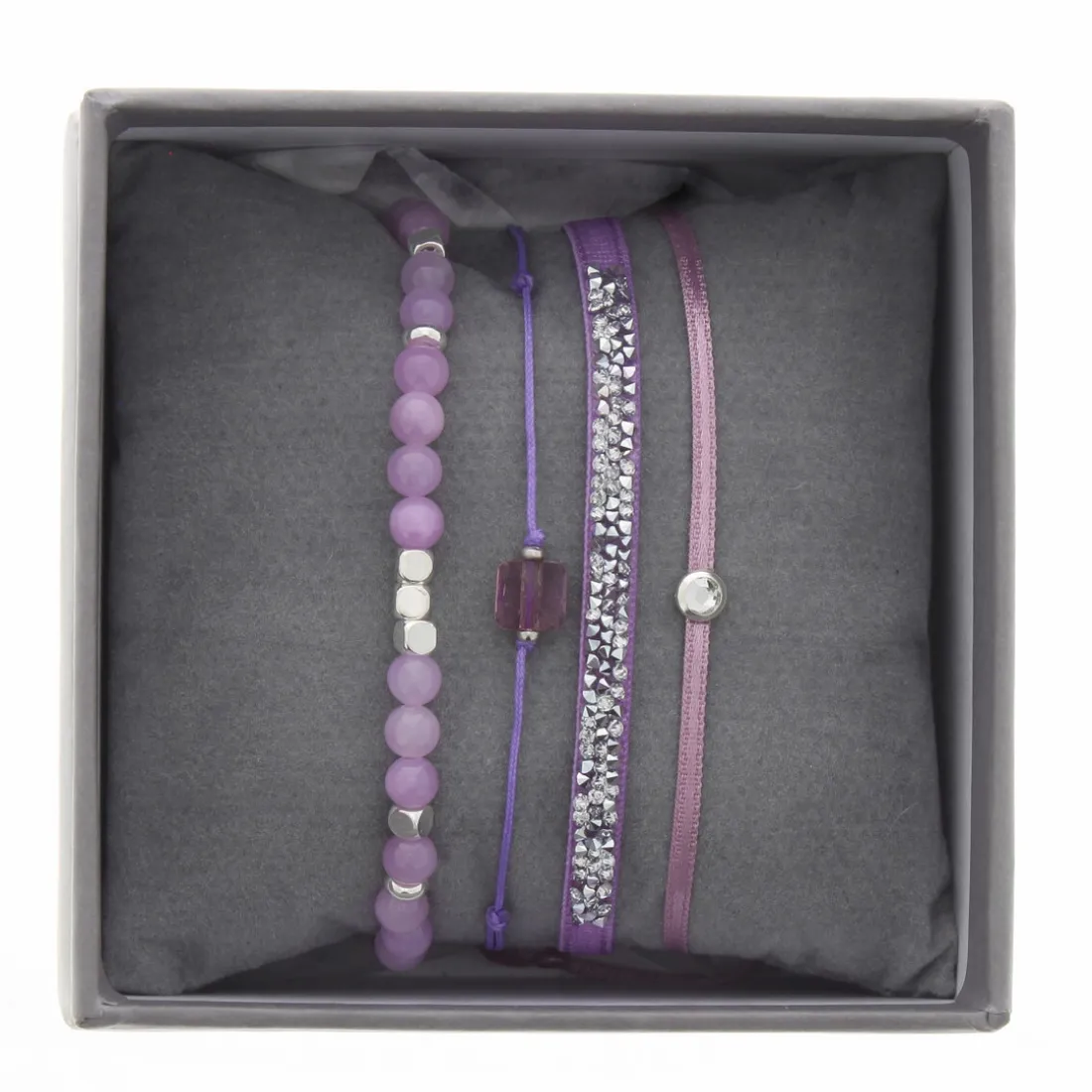 Bracelet Les Interchangeables A38649 - Bracelet Tissu Rose Cristaux de haute qualité Femme