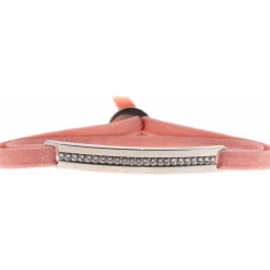 Bracelet Les Interchangeables A35569 - Bracelet Tissu Rose Cristaux de haute qualité Femme