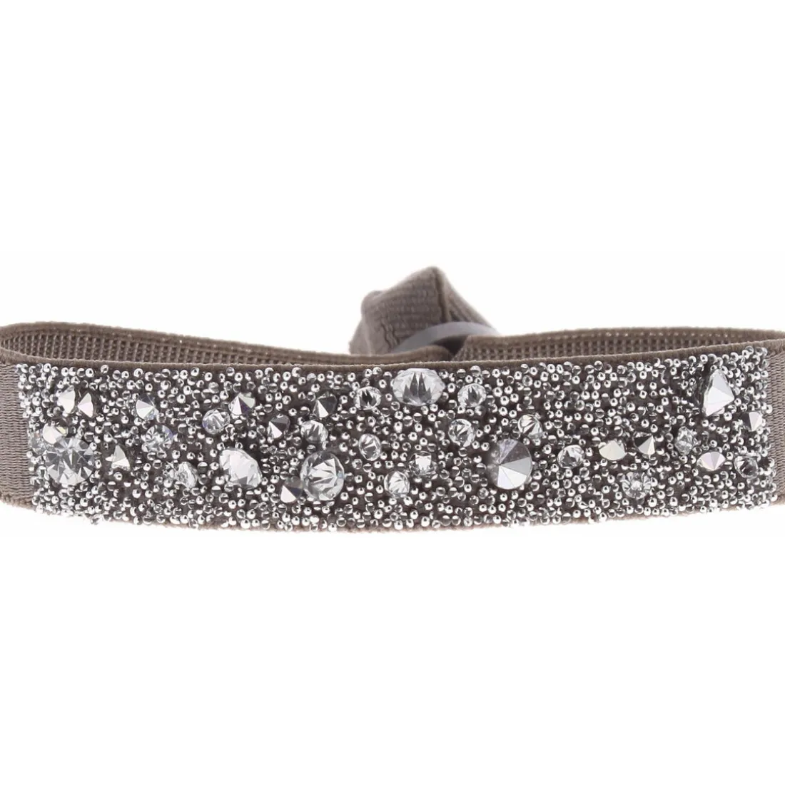 Bracelet Les Interchangeables A36981 - Bracelet Tissu Marron Cristaux de haute qualité Femme