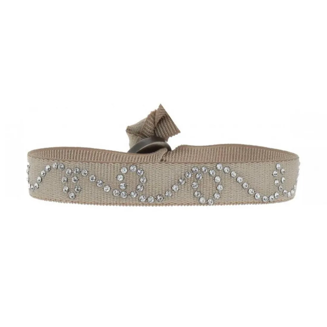 Bracelet Les Interchangeables A24233 - Bracelet Tissu Beige Cristaux de haute qualité Femme