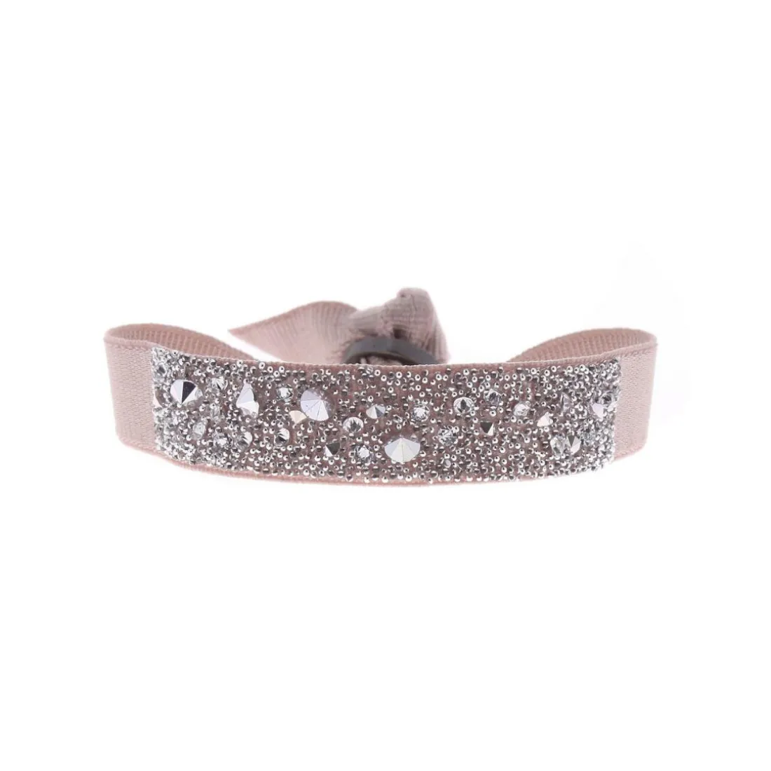 Bracelet Les Interchangeables A35892 - Bracelet Tissu Beige Cristaux de haute qualité Femme