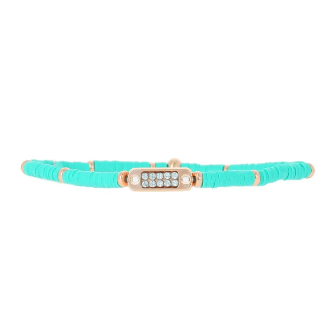 Bracelet Les Interchangeables A58641 - Mini Plaque 2 Rangs Perle Gomme Vert Femme