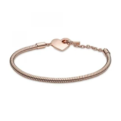 Bracelet Maille Serpent Barre en T Cœur Pandora Moments