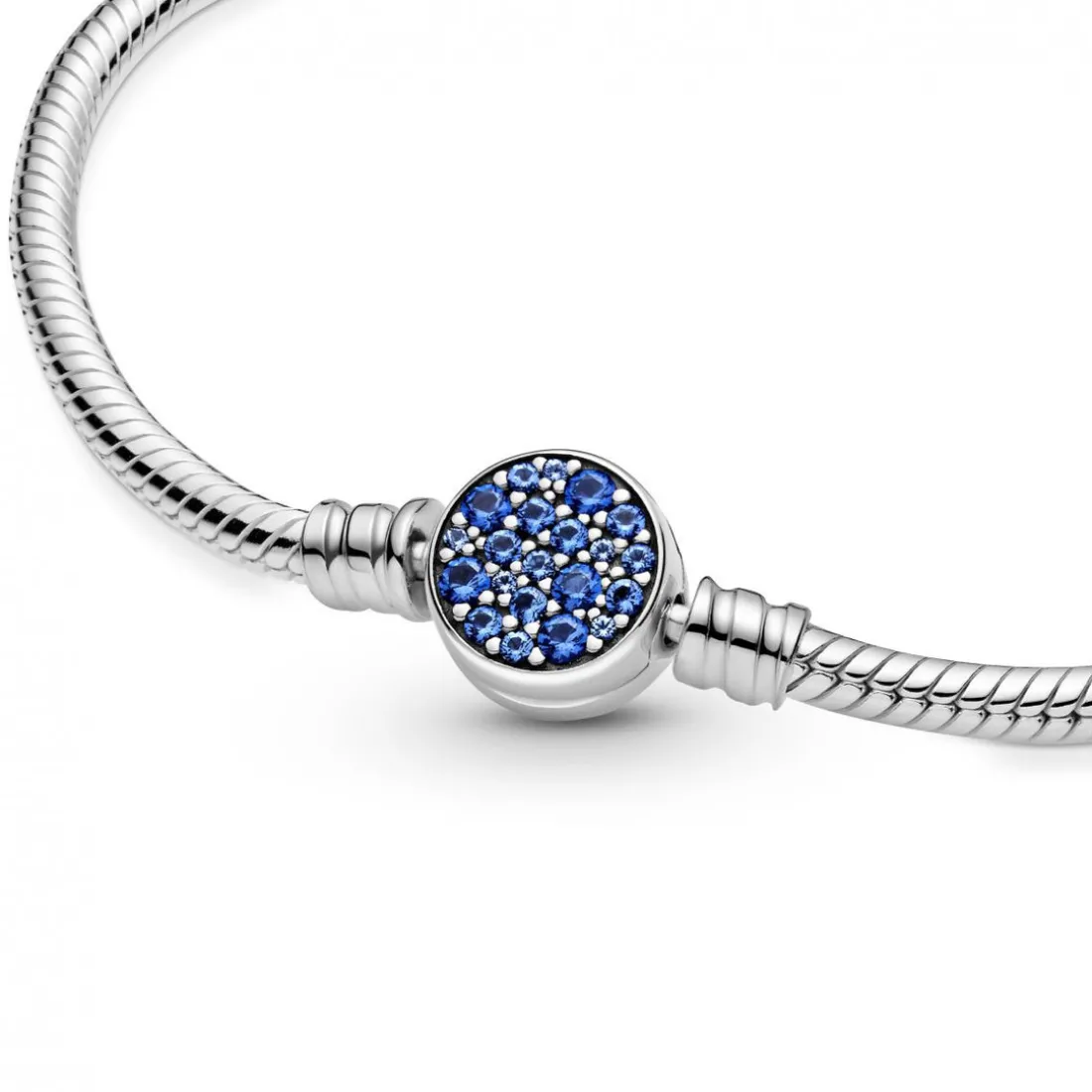 Bracelet Maille Serpent Fermoir Médaillon Bleu Pandora Bijoux