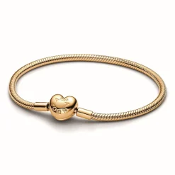 Bracelet maille serpent fermoir cœur Doré