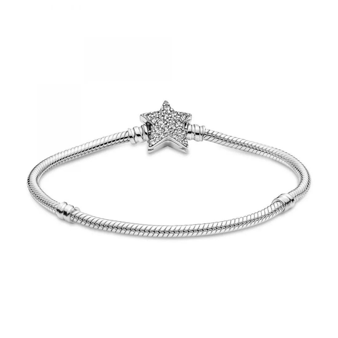 Bracelet Maille Serpent Fermoir Étoile Asymétrique Pandora Moments