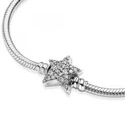 Bracelet Maille Serpent Fermoir Étoile Asymétrique Pandora Moments