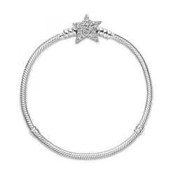 Bracelet Maille Serpent Fermoir Étoile Asymétrique Pandora Moments