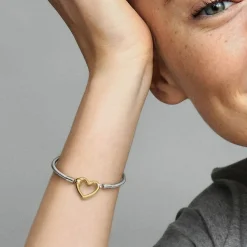 Bracelet Maille Serpent Fermoir Cœur Pandora Moments