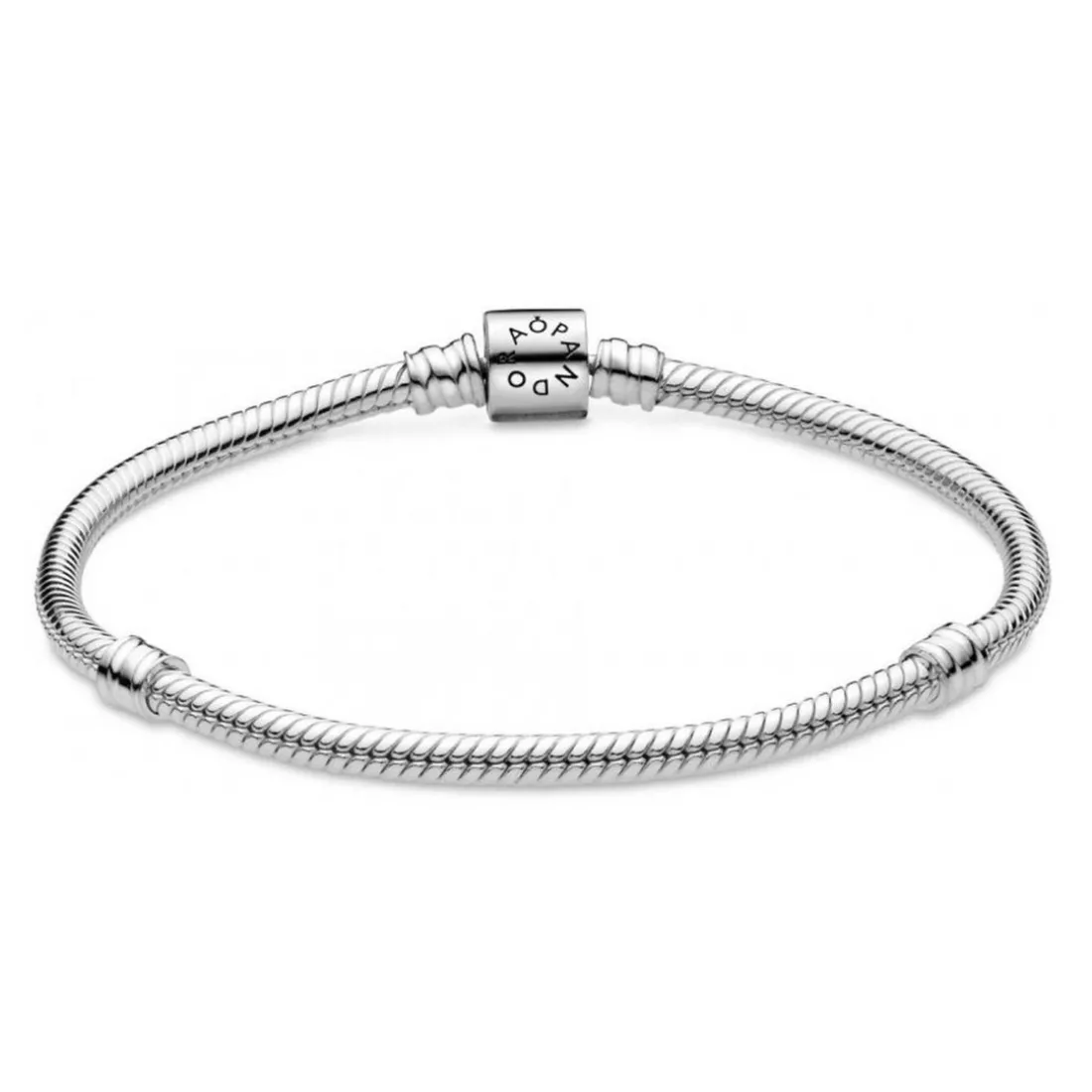 Bracelet Maille Serpent Fermoir Barillet Pandora Moments Argent 925/1000ᵉ
