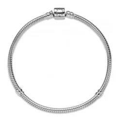 Bracelet Maille Serpent Fermoir Barillet Pandora Moments Argent 925/1000ᵉ
