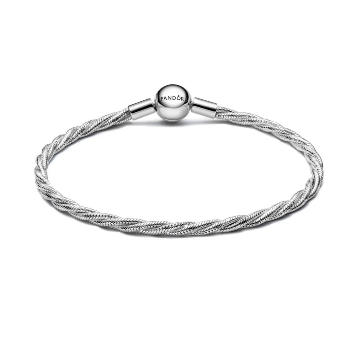 Bracelet Maille Serpent Torsadée Fermoir Pandora Rond