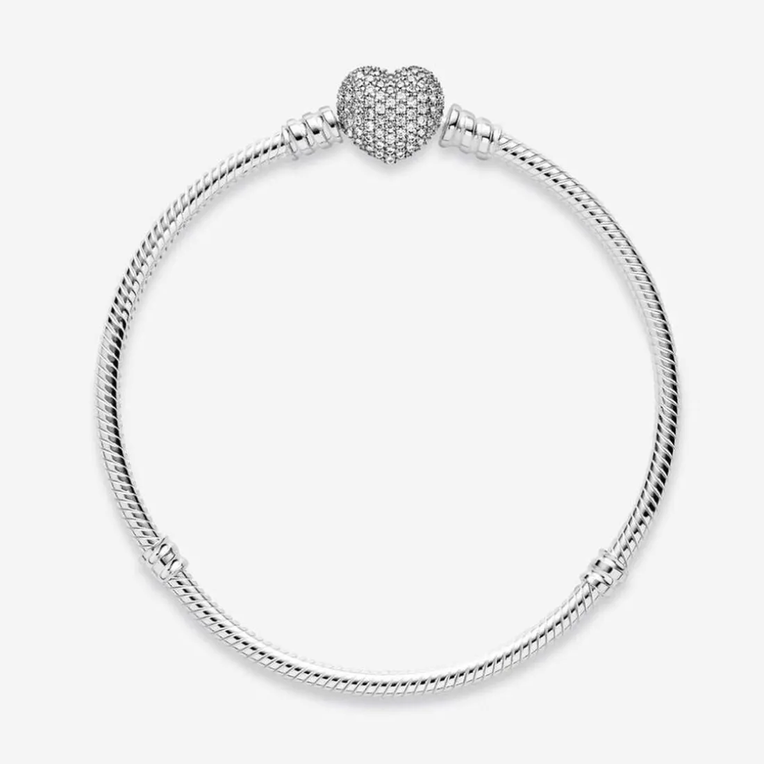 Bracelet Pandora Moments Maille Serpent Fermoir Cœur Scintillant