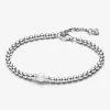 Bracelet Perle de Culture et Sphères argent sterling perlé avec perle et zircone