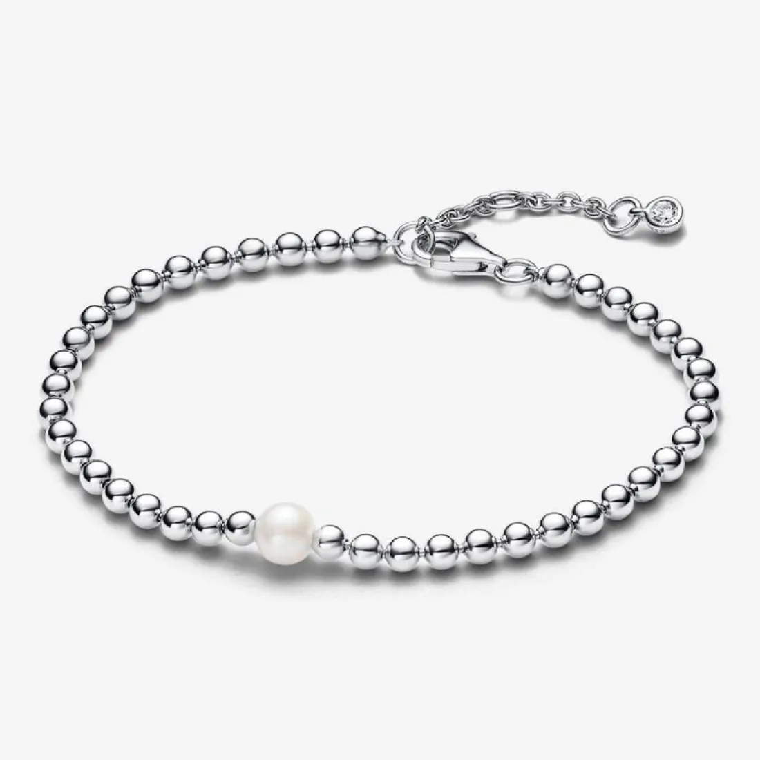 Bracelet Perle de Culture et Sphères argent sterling perlé avec perle et zircone