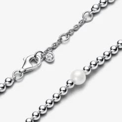 Bracelet Perle de Culture et Sphères argent sterling perlé avec perle et zircone