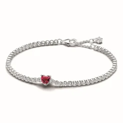 Bracelet Rivière Cœur Scintillant Rouge