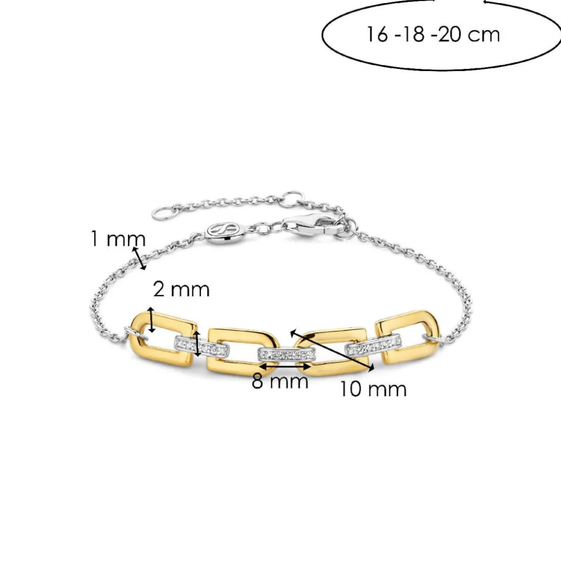 Bracelet Ti Sento - 23032ZY Argent Doré Liens Et Pavage