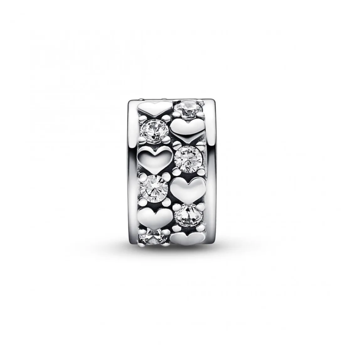 Charm Clip Pendant Cœurs de l'Infini Scintillants Argenté