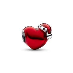 Charm Cœur de Noël Rouge Métallisé – Pandora Moments
