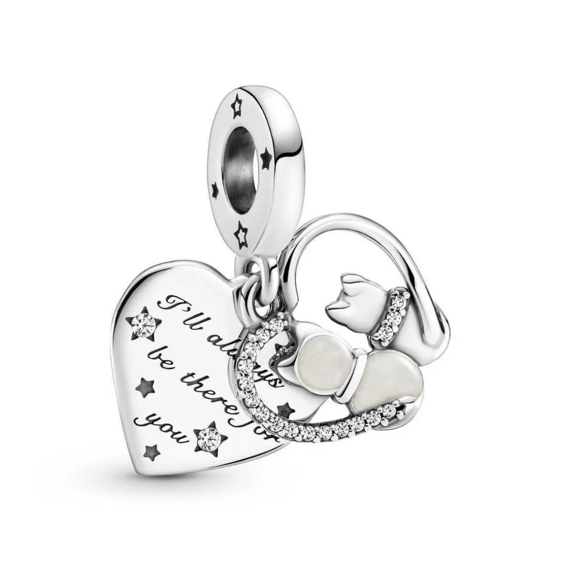 Charm Double Pendant Chats & Cœurs