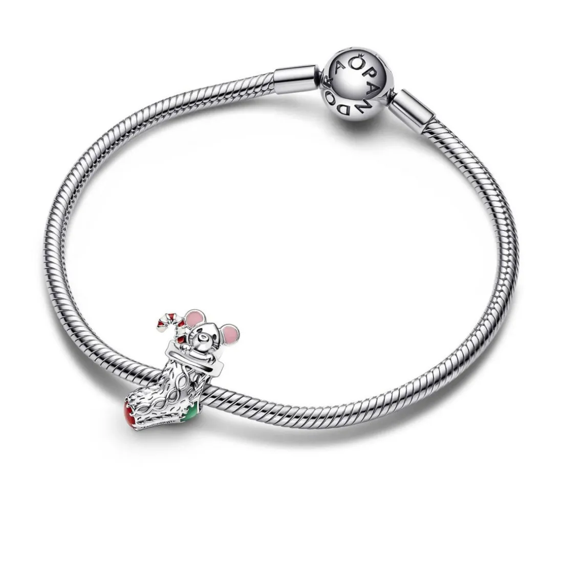 Charm Femme Chaussette de Noël et Souris Pandora Moments