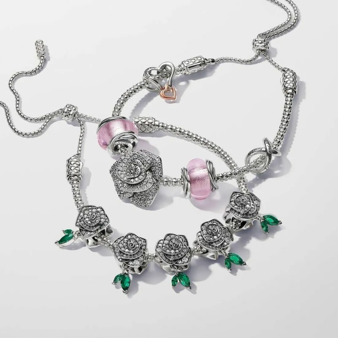 Charm Murano Rose et Cercles