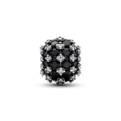 Charm Noir Rond Pavé Scintillant