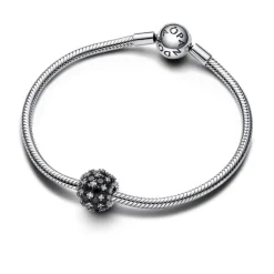 Charm Noir Rond Pavé Scintillant