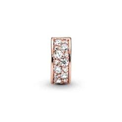 Charm Pandora 781817CZ - Charm Clip Élégance Brillante Métal doré à l’Or Rose fin 585/1000ᵉ