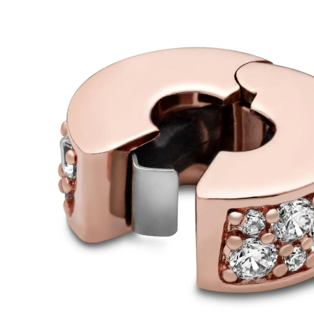 Charm Pandora 781817CZ - Charm Clip Élégance Brillante Métal doré à l’Or Rose fin 585/1000ᵉ
