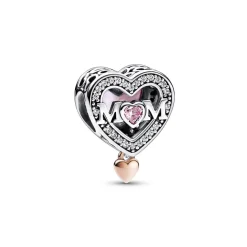 Charm Pandora Moments - Cœur et Mum Ajouré Bimatière