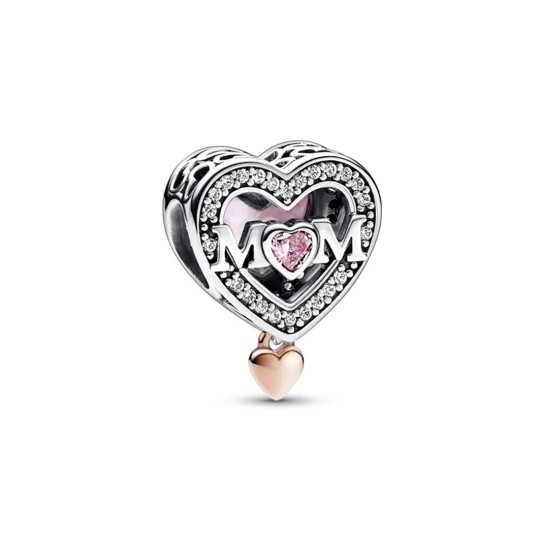 Charm Pandora Moments - Cœur et Mum Ajouré Bimatière