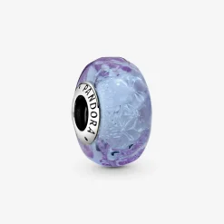Charm Pandora Moments Lavande en verre de Murano ondulé