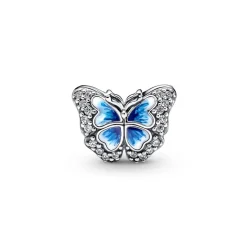 Charm Pandora Moments Papillon bleu scintillant double face