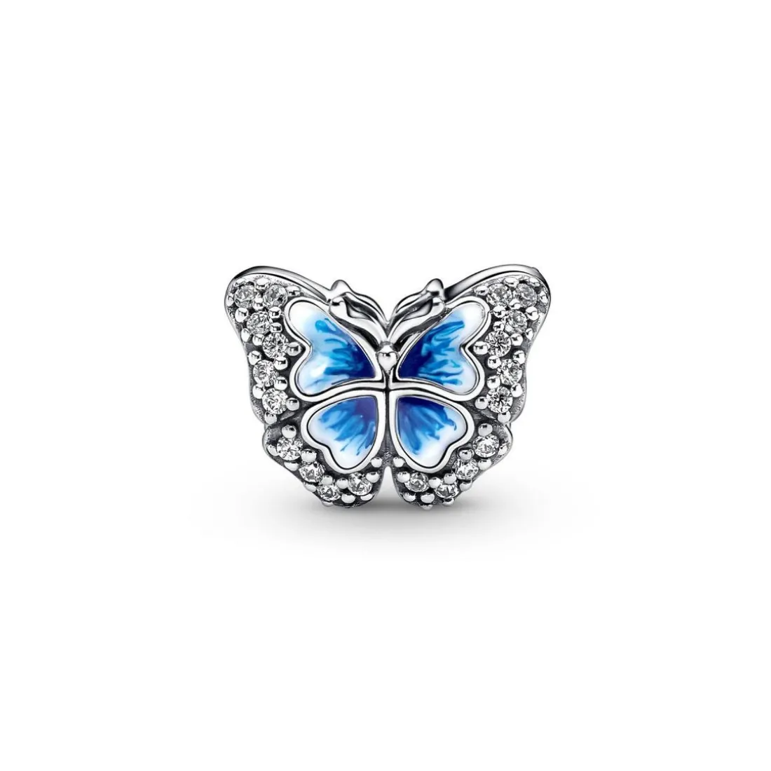 Charm Pandora Moments Papillon bleu scintillant double face