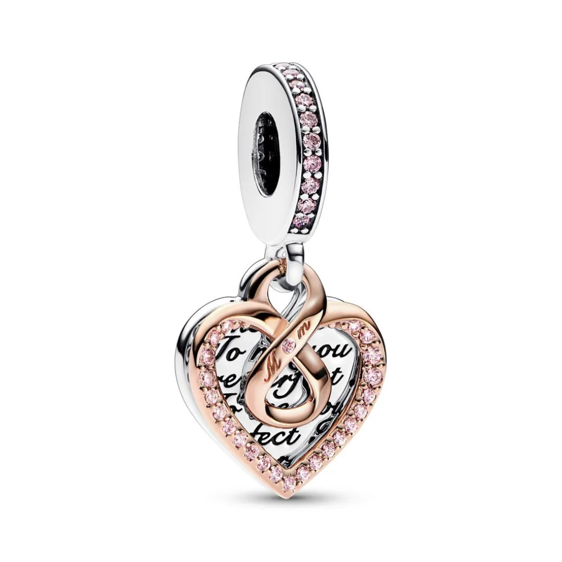 Charm pandora Moments - Pendant Double Cœur de l’Infini Bimatière