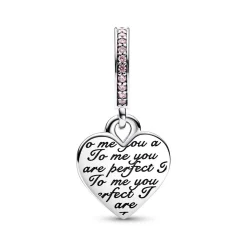 Charm pandora Moments - Pendant Double Cœur de l’Infini Bimatière