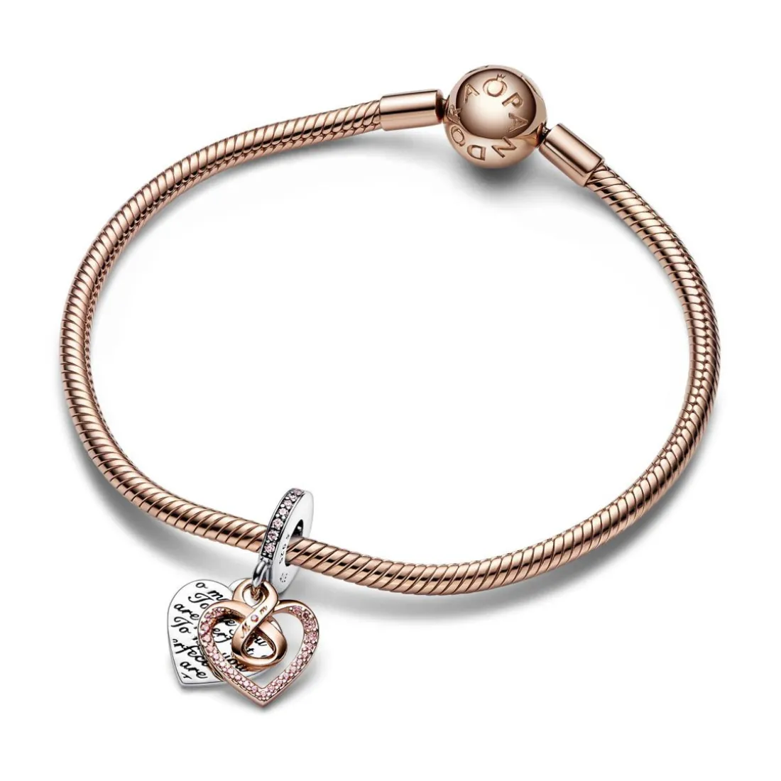 Charm pandora Moments - Pendant Double Cœur de l’Infini Bimatière