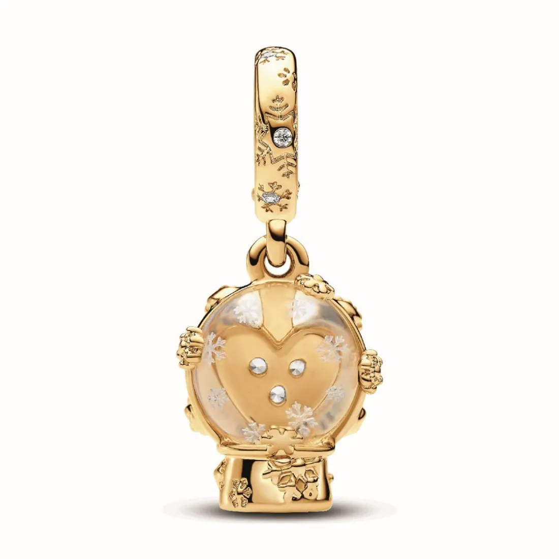 Charm Pendant Boule de Neige Cœur et Flocon