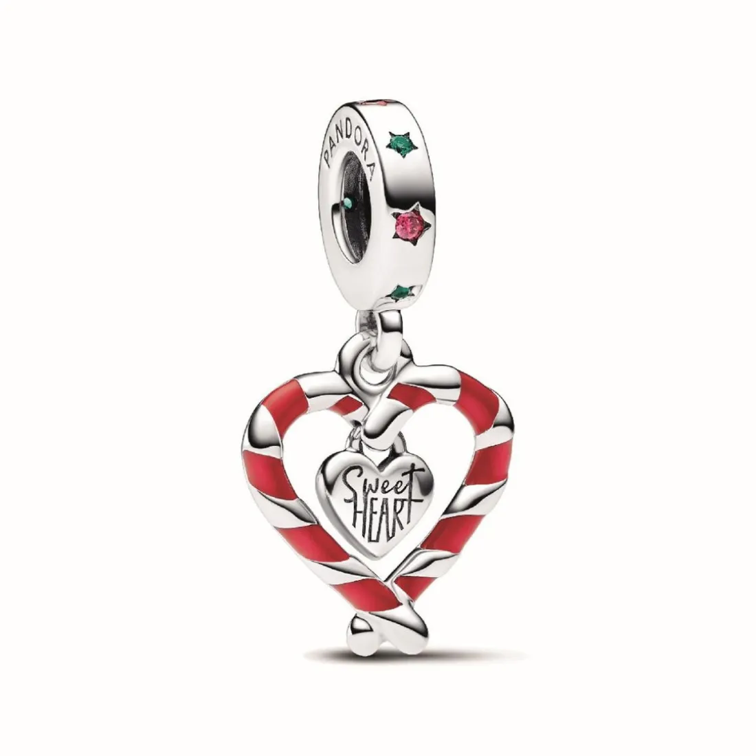 Charm Pendant de Noël Double Cœur en Sucre d’Orge
