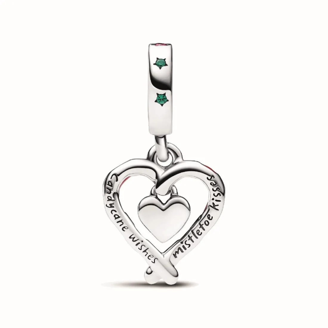 Charm Pendant de Noël Double Cœur en Sucre d’Orge