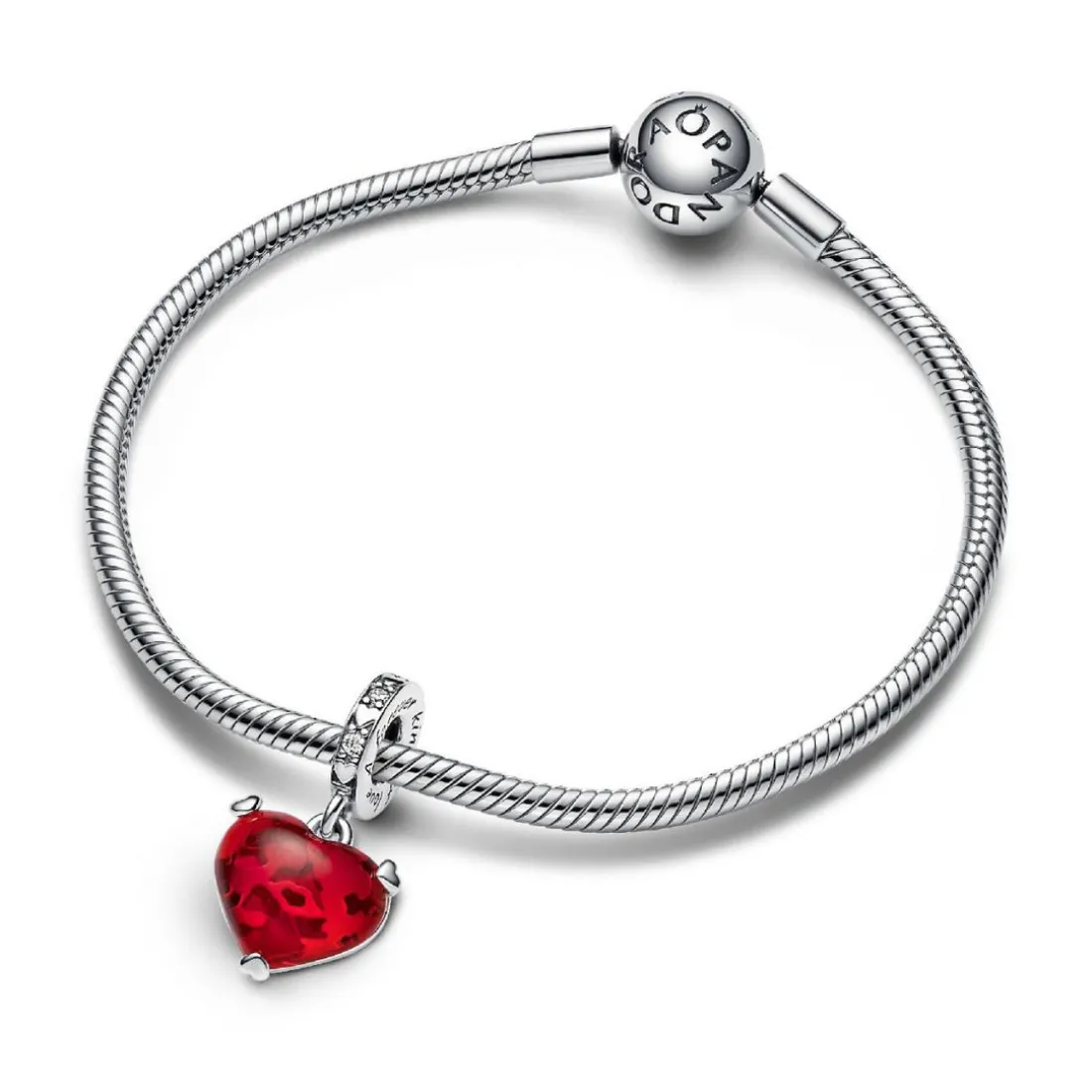 Charm Pendant Disney X Pandora - Murano Rouge Baiser de Mickey et Minnie