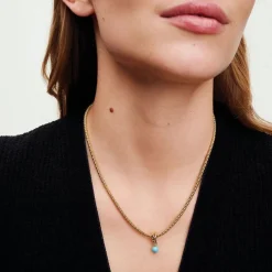 Charm Pendant doré avec cristal bleu capri