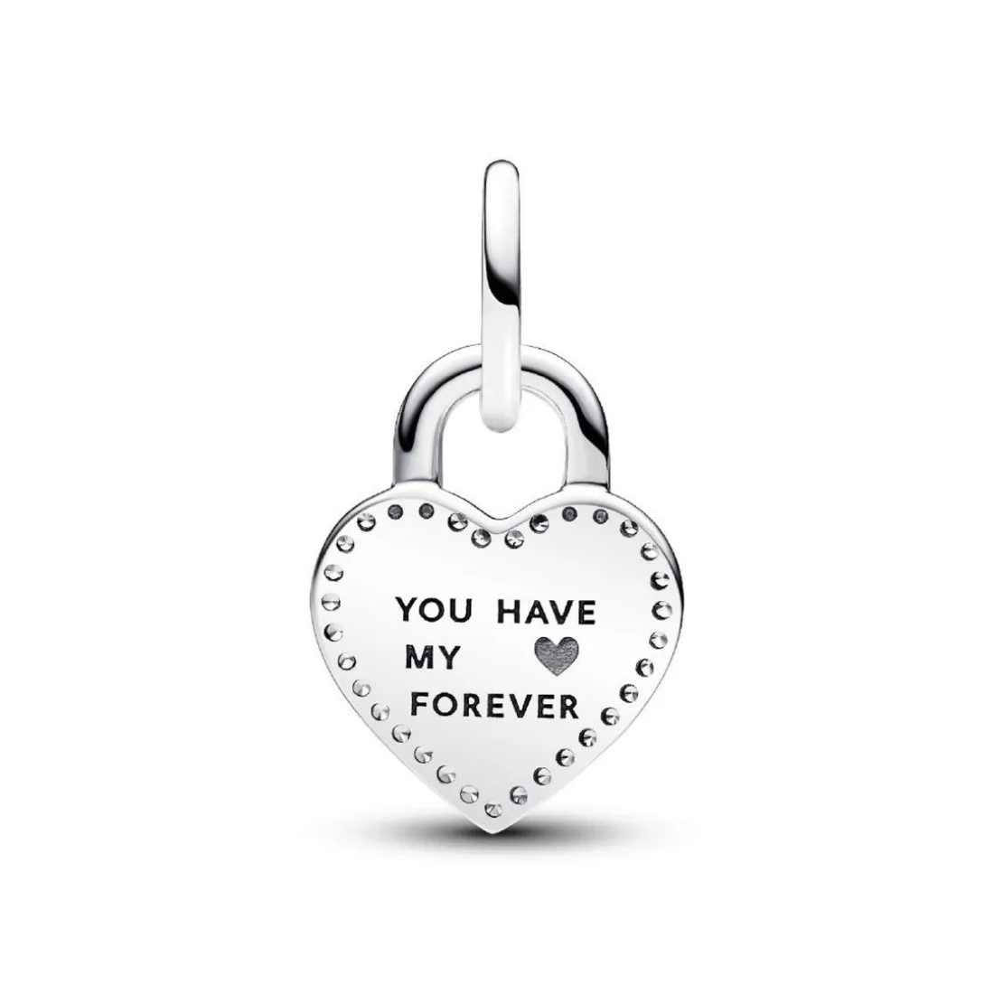 Charm Pendant Double Cadenas Cœur Barre Pivotante Bimatière