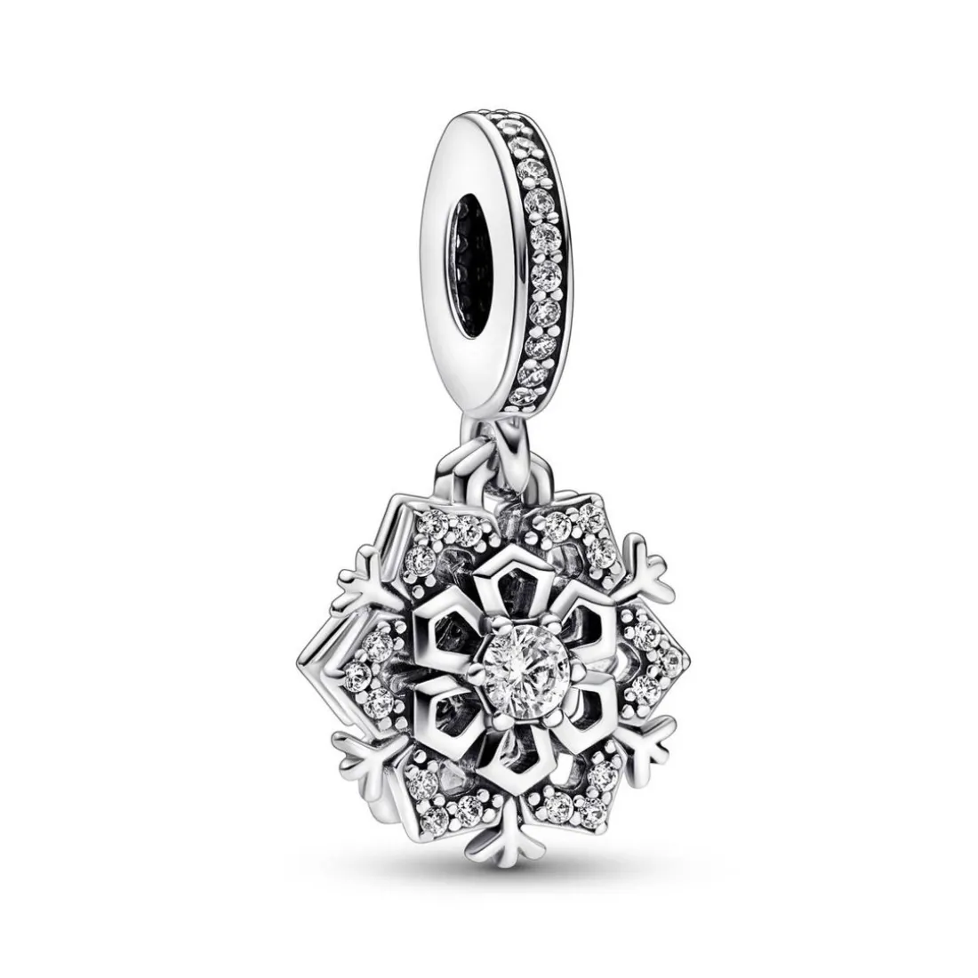Charm Pendant Double Flocon de Neige Scintillant – Pandora Moments
