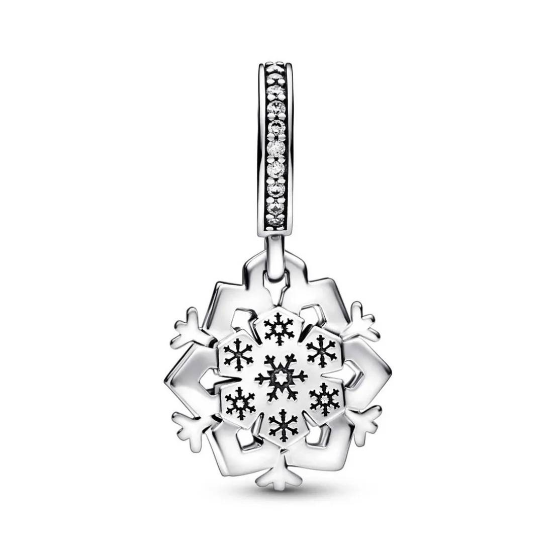 Charm Pendant Double Flocon de Neige Scintillant – Pandora Moments